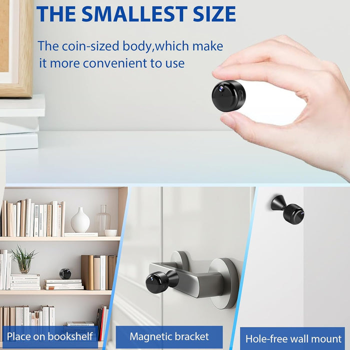 Camsoy C12 OIKAY Dual-Band WiFi Mini Security Camera, Night Vision, One-Way Audio, Magnetic Mount, 256GB MicroSD Support