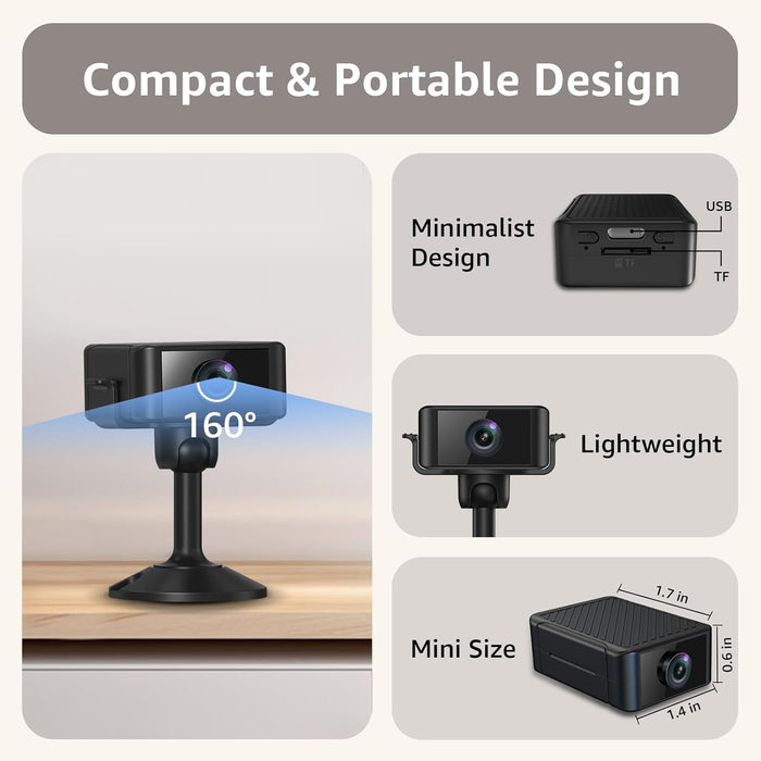 Camsoy S22 Mini WiFi Security Camera 1080P with Night Vision & Motion Detection