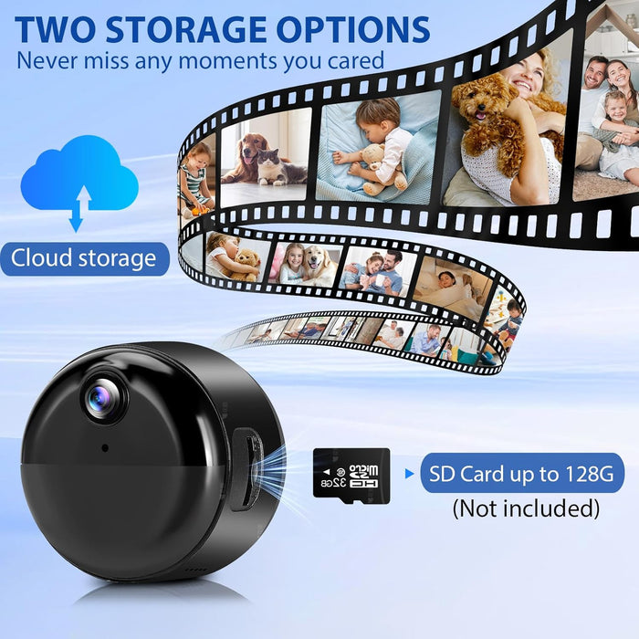 Camsoy C12 OIKAY Dual-Band WiFi Mini Security Camera, Night Vision, One-Way Audio, Magnetic Mount, 256GB MicroSD Support