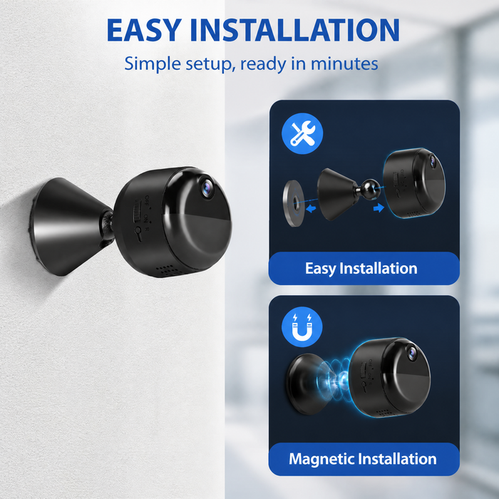 Camsoy C12 OIKAY Dual-Band WiFi Mini Security Camera, Night Vision, One-Way Audio, Magnetic Mount, 256GB MicroSD Support
