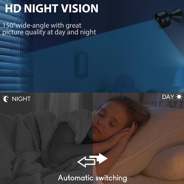Camsoy C12 OIKAY Dual-Band WiFi Mini Security Camera, Night Vision, One-Way Audio, Magnetic Mount, 256GB MicroSD Support